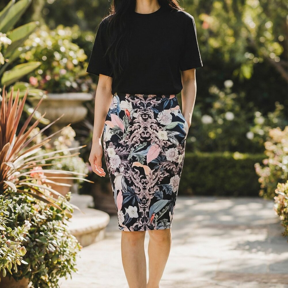 Floral‎ Patterned Pencil Skirt By Thalia Sodi M/M